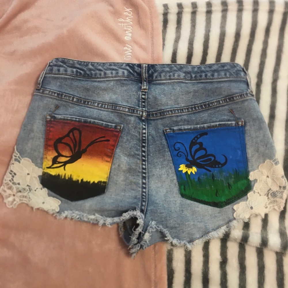 Custom Painted jean shorts